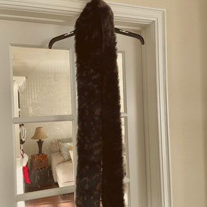 Fur Scarf (Faux).  Dark and med brown w. Black.  Total length: 72 in.  New.